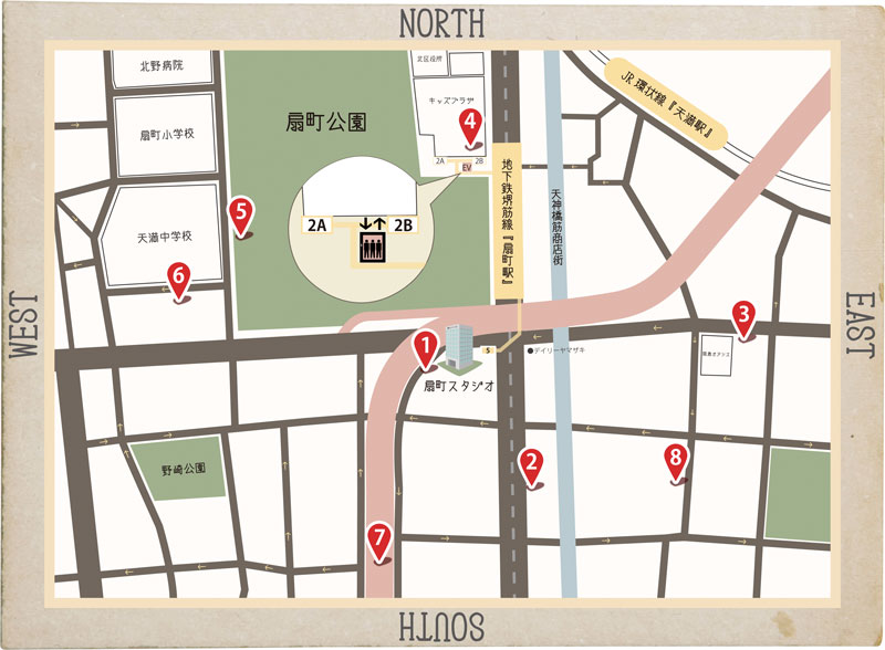 大阪ベビーフォト、キッズフォト扇町スタジオの地図